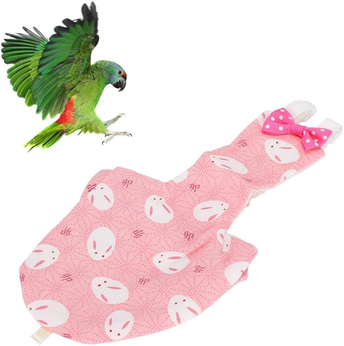 HEEPDD Pet Bird Cute Diaper, Bird Diaper for Parrots, Pigeons, and Other Birds - Convenient for Indoor and Outdoor Use Pet Cute, Soft Cotton Reusable Nan Supplies (M Pink)