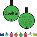 Silicone Silent Dog Tag Personalized with 5 Lines of Custom Deep Engraved Durable Soundless Pet ID Name Tag Round Green
