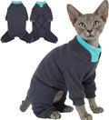 T'CHAQUE Sticky Hair Cat Onesie - Soft Long Sleeve Cat Pajamas, Anti-Shedding,Surgery Recovery Suit, Wound Protection & Preventing Licking, Kitten Sweaters for Male Female, Darkgray-XL