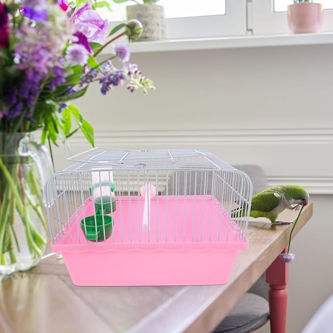 Toddmomy Portable Bird Travel Cage for Small Birds Parrots Lovebirds with Perch Food Box Water Dispenser 9.29X6.57X9.29 Inches