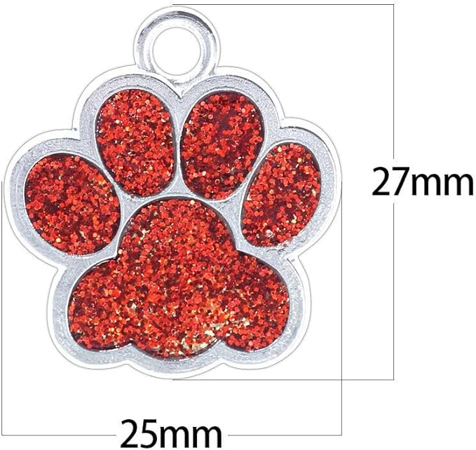 Cute Personalized Pet Name Tags for Cats/Dogs - Glitter Custom pet id tag, Dog id Tags Engraved for Pets, Customizable cat tag, pet Collar Charms, Dog Name tag (Paw-Shaped-Small: Gold)