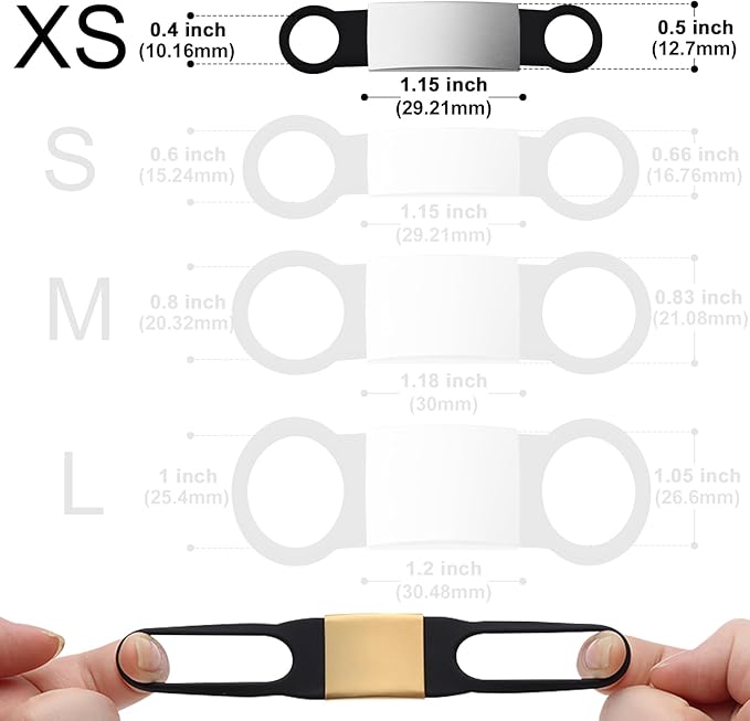 Slide-On Silent Dog Tags Engraved for Pets Personalized - Custom Silicone Stainless Steel ID Name Tags for Cats and Dogs - Soundless Quiet Badge for Collar - Kitten and Puppy Essentials (X-Small)