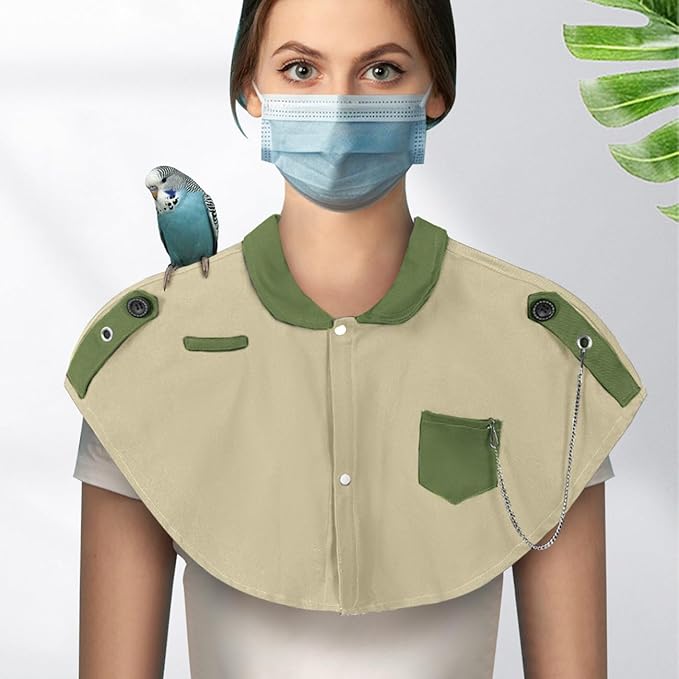 La La Pet Parrot Anti-Scratch Shoulder Protector Pet Bird Training Shoulder Cape Parrots Poop Shawl Diaper Flight Suits and Accessories for Macaws Cockatoos Parakeets Cockatiels Beige