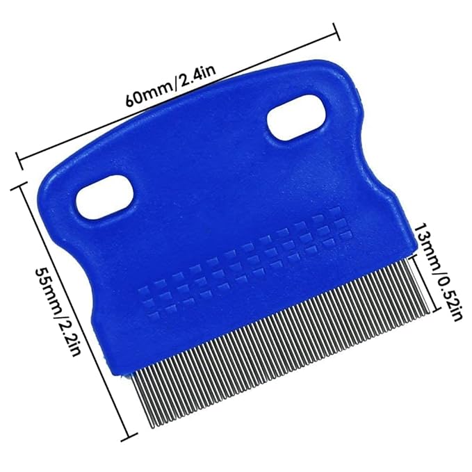 Patty Both Dog Cat Pet Lice &Flea & Nit Removal Comb/Brush, Precision Spaced Stainless Steel Teeth Locked into Sturdy Plastic Handle for Easy Cleaning(Blue)