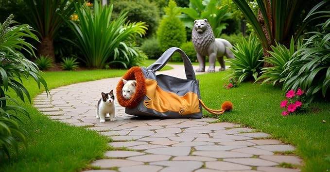 Dog Carrier Bag, Cat Sling Carrier Soft, Portable Dog Small Purse, Pet Carrier for Puppy, Lightweight Travel Hiking Bag, Lion Design Canvas,Petmate Chihuahua, Vet Visits, Outdoor Walking