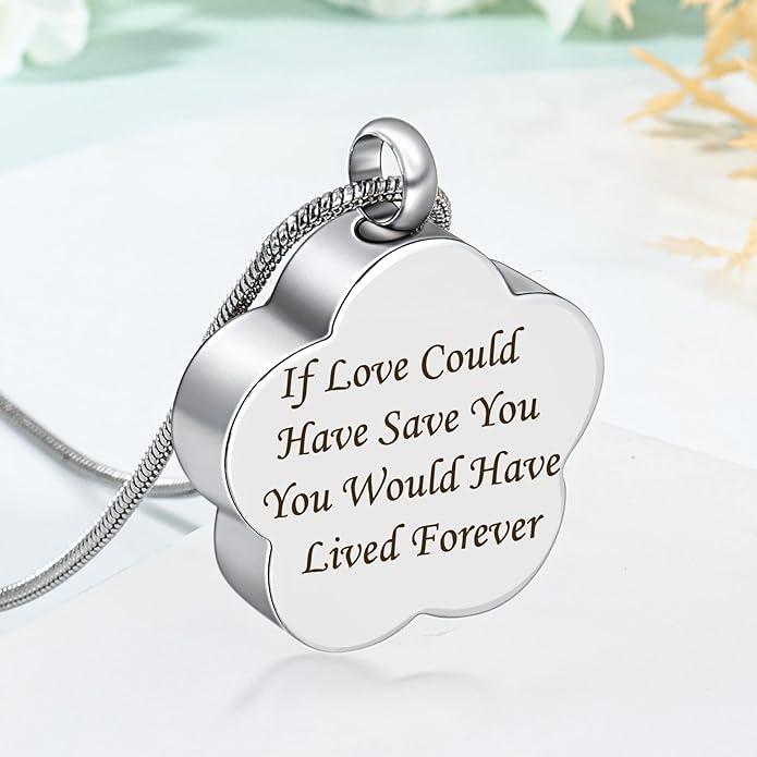 Farfume Personalized Pet Urn Necklace for Dog Cat Ashes Cremation Pet Memorial Customized Photo Text Engraving Pendant Keepsake Funeral Jewelry