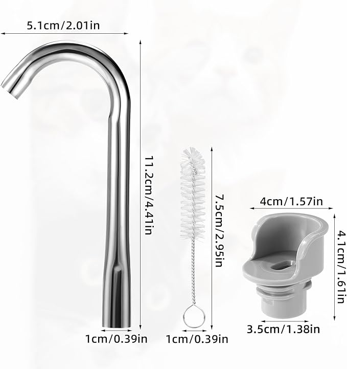 Cat Water Fountain Replacement Accessories Set, Including Spout & Spout Holder Cleaning Brush Practical Maintenance Kit for Pet Drinking Fountain