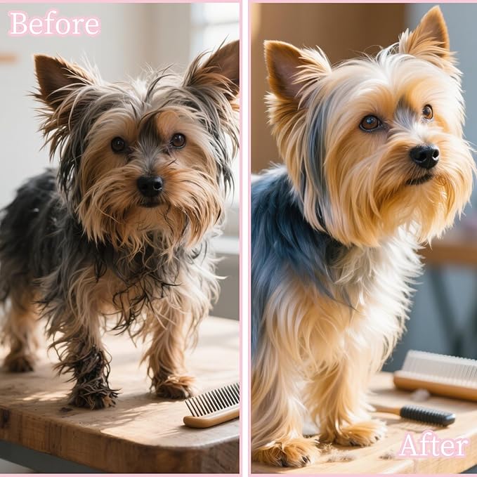 Comma-Shaped Small Dog Brush, Fit for Yorkie, Shih Tzu, Maltese Maltipoo Pomeranian - Gentle Soft Bristles for Effortless Pet Hair Removal, Puppy Essentials (Pink)