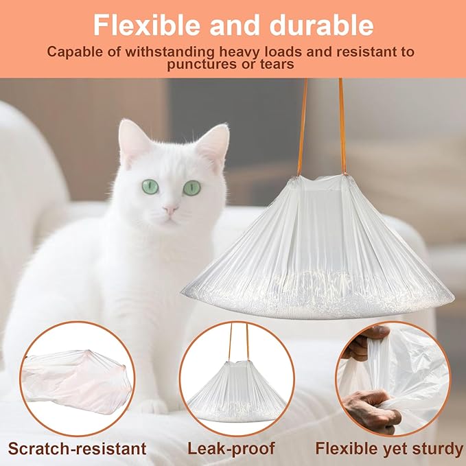 40-Pack Heavy Duty Cat Litter Box Liners for Fsitego & Fumoi Automatic Litter Boxes, Extra Thick Self-Cleaning Litter Box Bags for cumrigel litter bags, Cat Litter Bags with Drawstring and Leakproof