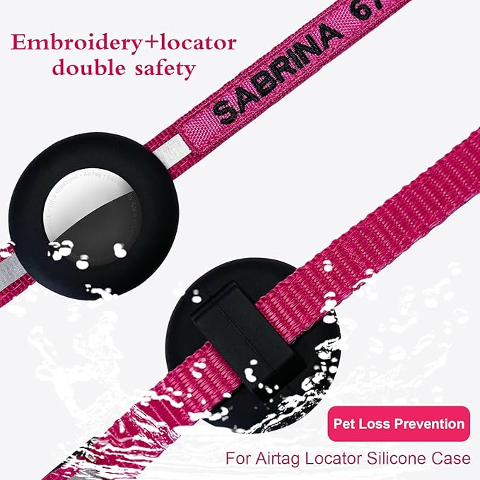 Custom Cat Collar, Personalized Nylon Breakaway Cat Reflective Collar Embroidered with Pet Name and Phone Number with Waterproof Holder Case and Bell (with Silicone Protective Case)