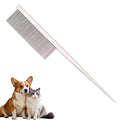 Grooming Pet Comb Rat Tail Dematting Cat and Dog Comb，Rounded Ends Design for Safe Tangle Removal, Hairstyling, Massage，Loose Hair Removal，Prevent Irritation，Fluffing Paws,Face,Tail,Remove Tear Stain