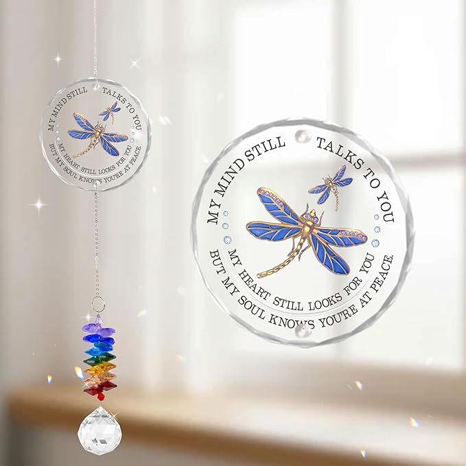Memorial Suncatcher Ornament Sympathy Gift for Loss of Loved One - Crystal Rainbow Maker - Bereavement Keepsake - Hanging Crystal Decor - Loss of Family Friend Pet