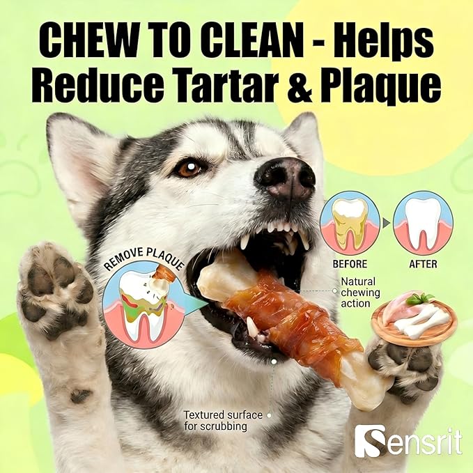 Chicken Wrapped Cheese Bone Dog Treats for All Dogs - 10oz (285g) High Protein Jerky Sticks - Rawhide-Free Calcium Rich Dog Snacks - Healthy Training Rewards & Teeth Cleaning Chews