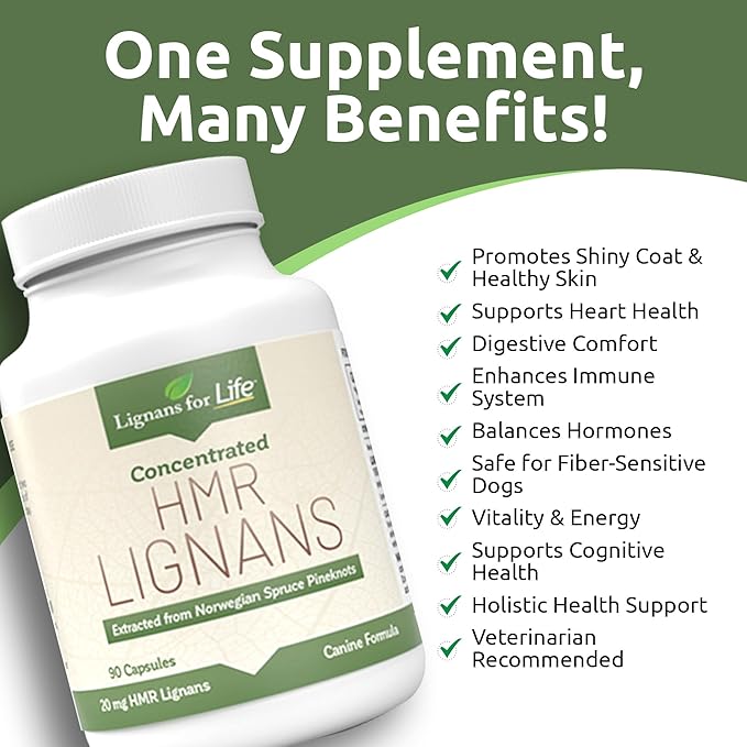 Lignans For Life HMR Lignans 20mg - 90 Capsules - Vitamin for Healthy Pet | Natural Multivitamin | Wellness Supplement | Overall Health with Phytonutrients