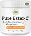 Wholistic Pet Organics Ester-C Powder for Dogs & Cats - Cat & Dog Allergy & Itch Relief - Vitamin C Immune Support Supplement - Itchy Skin Support for Seasonal Dog Allergy Relief - 4 oz - 113 Scoops