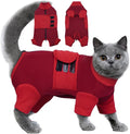 Adjustable Calming Suit Cat Clothes with Zipper, Anxiety Jacket Vest, Cat Apparel for Fireworks, Separation, Thunderstorms, Loud Noises, Comfortable Wrap Reduce Anxiety, Red X-Large