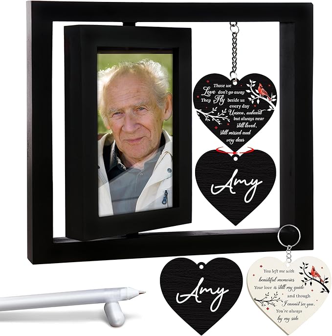 Father's Day Gift Rotating 4x6 Picture Frame Sympathy Gifts Loss of Loved One Mom Dad Grandma Husband Auntie Friend Those We Love Keepsake Table Remembrance Funeral Decor In Memory Idea Gift HR3-B