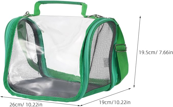 BESPORTBLE Portable Bird Carrier Cage for Small Birds and Parakeets, Lightweight Plastic Travel Cage with Carry Handle, Compact Green Travel Box for Outdoor Transport and Vet Visits