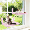 2 Pack Cat Window Perch,Cat Window Hammock Cordless Foldable Window Bed with 4 Large Strong Suction Cup,Reversible Cushion Cover,Metal Frame Easy to Adjust Window Seat Holds up to 40lbs(Pink，M)