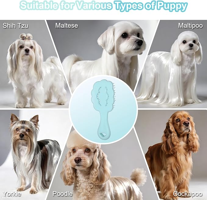 Cloud Shape Small Dog Grooming Brush - Perfect for Shih Tzus, Yorkies, and Maltipoos - Ideal Puppy Hair Brushes for Maltese and Small Breeds (Sky Blue）