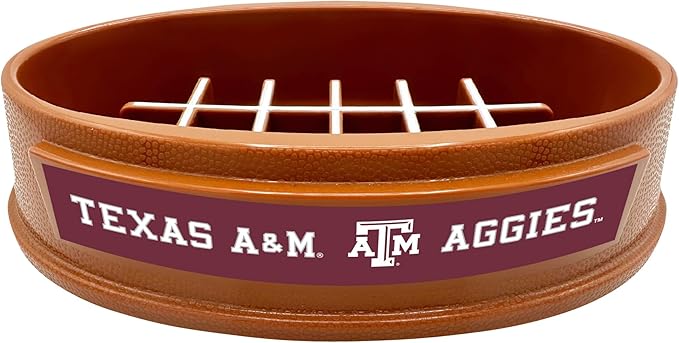 NCAA Super-Bowl - Texas A&M Slow Feeder Dog Bowl. Football Design Slow Feeding Cat Bowl for Healthy Digestion. Non-Slip Pet Bowl for Large & Small Dogs & Cats