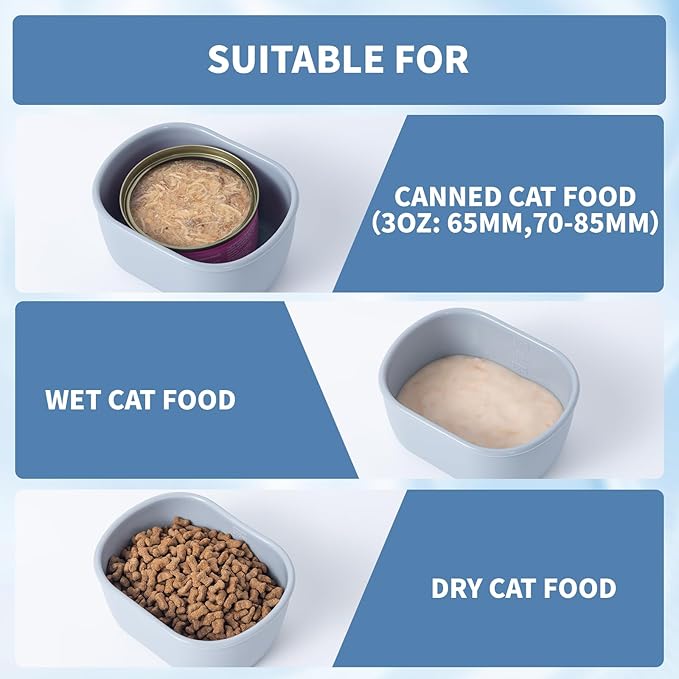SLSON 4Pack Silicone Storage Container for 3oz Cat Canned Food Cans,Airtight Cat Food Sealer with Cover Lids Reusable Sealing Box for 2.56''/65mm Can Keep Food Fresh in Fridge