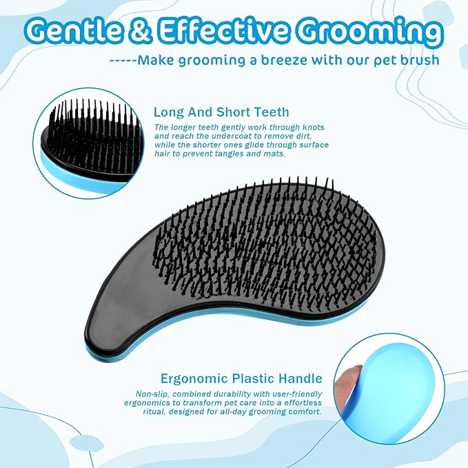 Small Dogs Brush Puppy Hair Brush Soft Pet Massaging Grooming Brushes Gentle Hair Remover for Teddy Yorkies Maltese Shih Tzu Chihuahua Maltipoos Small Breeds Cat Animals Wet or Dry Fur (blue)