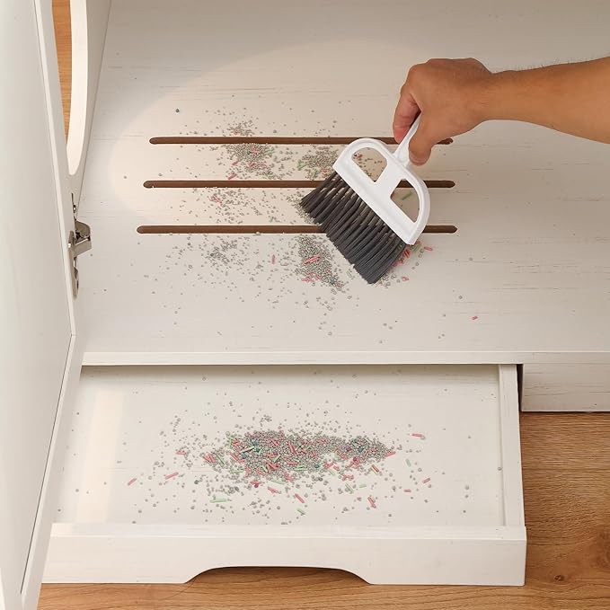 71'' Dog-Proof Large Cat Litter Box Enclosure with Super Convenient Litter Collector,for Placing self-Cleaning Litter Box,Litter Cabinet with Outlet and LED,Space for cat stuffs,White