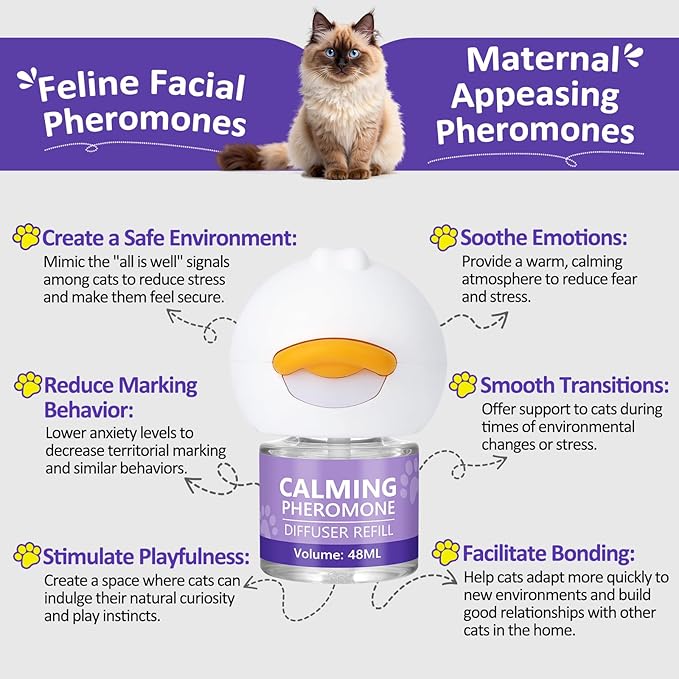 OcePor 1 Refill Solutions,1 Plugs- Cat Pheromones Calming Diffuser Refill, cat Diffuser Calming,pheromone Diffuser to Calm Cats,cat Anxiety Relief