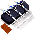 7 in 1 Dog Grooming Scissors Set with Safety Round Head, Sharp and Durable, with Two Stainless Steel Combs, Pet Grooming Scissors for Cats and Dogs