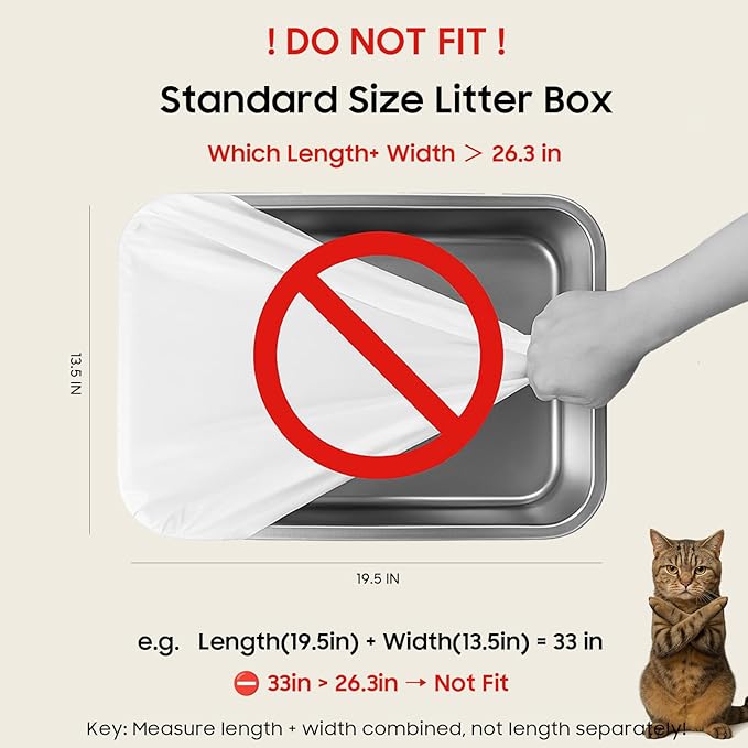60 Tidy Draw-Pack Cat Litter Box Robot 5/4/3 Waste Bags,Tear-free, Sensor-compatible, Automatic Litter Box Bags, Thick Heavy Duty Cat Litter Box Liner Bags 26.3 X15.7 IN