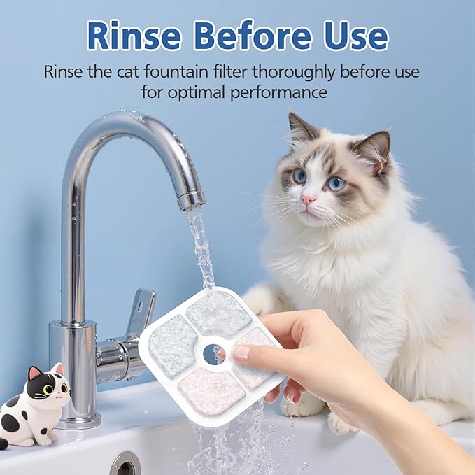 25-Pack Cat Fountain Filter Compatible With Catit PIXI Drinking Fountain, Replacement Triple Action Water Filter, White