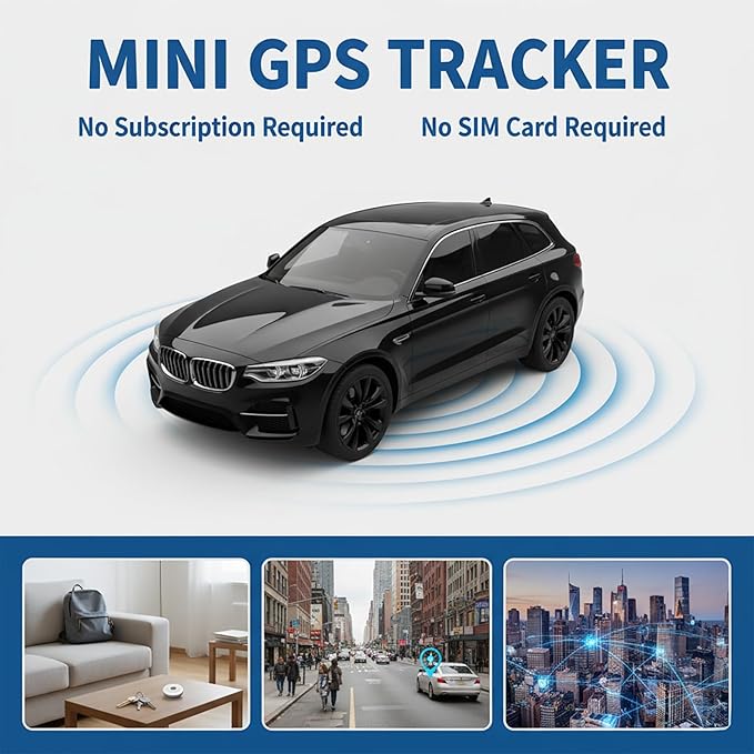 2 Pack Mini GPS Tracker Tags [Apple MFi Certified] Pair with Apple Find My (iOS Only) Global Real Time Car Tracking Devices Smart Air Bluetooth Tracker Key Finder Item Locator for Vehicles Pet Luggage
