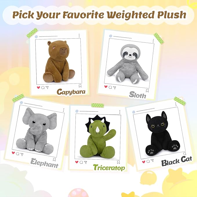 BRICHOEE Weighted Stuffed Animals, 5lbs Capybara Plush Sensory Weighted Capybara Stuffed Animals, Cute Plush Toy Caliming Plushie Pillow Birthday Gifts for Adults Baby Kids Boys Girls
