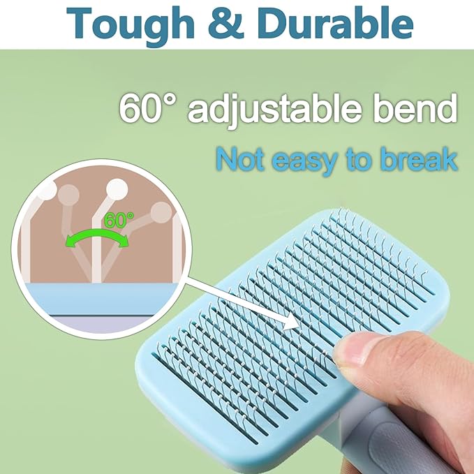 Self-Cleaning Cat Shedding Grooming Brush for Small Dog Pet Short Hair Remover Set Reusable Lint Removal Tool Carpet Scraper for Clothes Couch Bedding Furniture Car Blue
