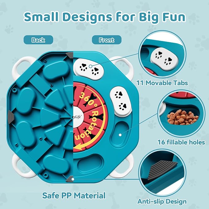 MateeyLife Interactive Dog Puzzle Toy for Smart Dogs, Mental Stimulation Dog Enrichment Toys, Treat Dispensing Dog Toys to Keep Them Busy for Small and Medium Dogs, IQ Training Puzzle Feeder (Blue)