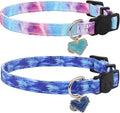 Cat Collar Breakaway, 2 Pack Cotton Cats Collars with Bells, Cute Heart Shaped for Girl Boy Kittens