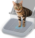 Elevated Litter Box Ramp/Steps for Kittens & Old Cats,Washable Litter Catcher Stairs for Automatic Cat Litter Box,Anti-Tracking Cat Litter Mat Pedal with Filter,Easy to Clean (Light Grey)