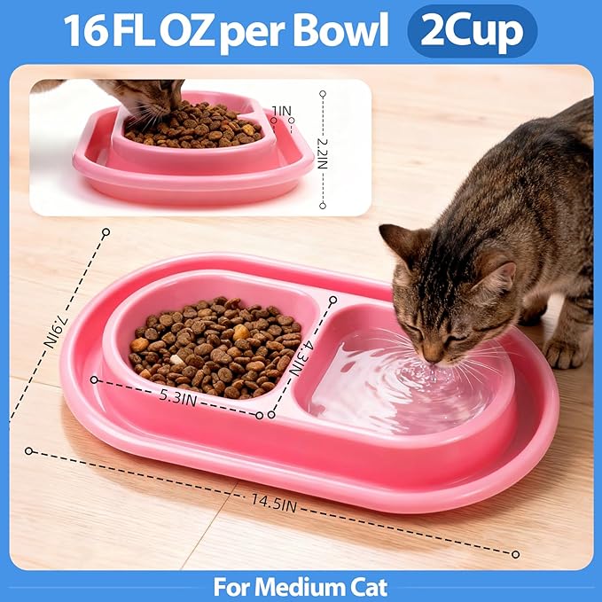 Ant Away Outdoor Cat Bowl, Double Pet Bowl with Water Moat, Spill-Proof Design, Food & Water Feeder for Outdoor Cats – Ants Away, Easy Clean, Lightweight Plastic(Large, 2 Packs)