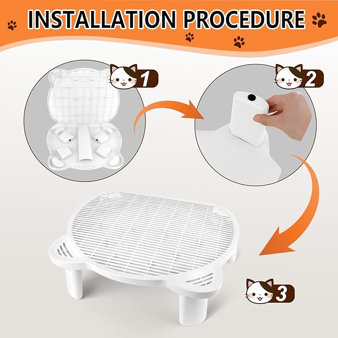 Adjustable Cat Ramp Litter Box Step Double Layer with Filter Function, Elevated Litter Box Ramp for Senior Cats Easy Cleaning Cat Litter Tray for Floor Indoor (White)