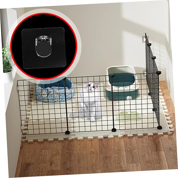 8 Pcs PET Cage Fixators Self-Adhesive PET Fence Retainers for Dogs and Cats Non-Slip Indoor Grip