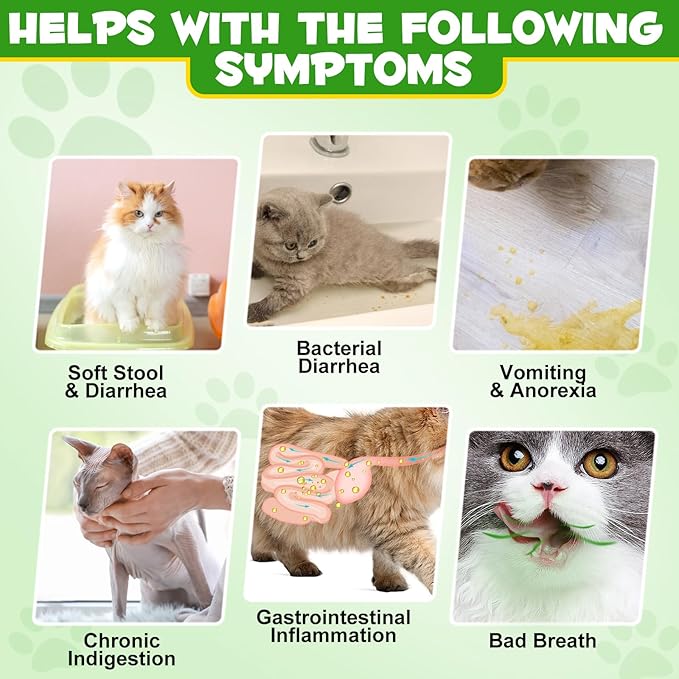 Probiotics for Cats - Cat Probiotic Powder Digestive Supplement with Digestive Enzymes & Prebiotics for Cats Support Gut Health, Seasonal Allergies & Immune System, Cat Health Supplies Powder - 120g
