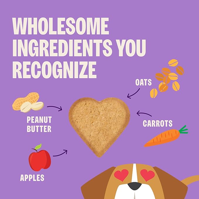 Old Mother Hubbard Wellness Bits of Love P-Nuttier Dog Biscuits, Natural, Seasonal, Valentine's Day Treats, Peanut Butter Flavor, (6 Ounce Bag)