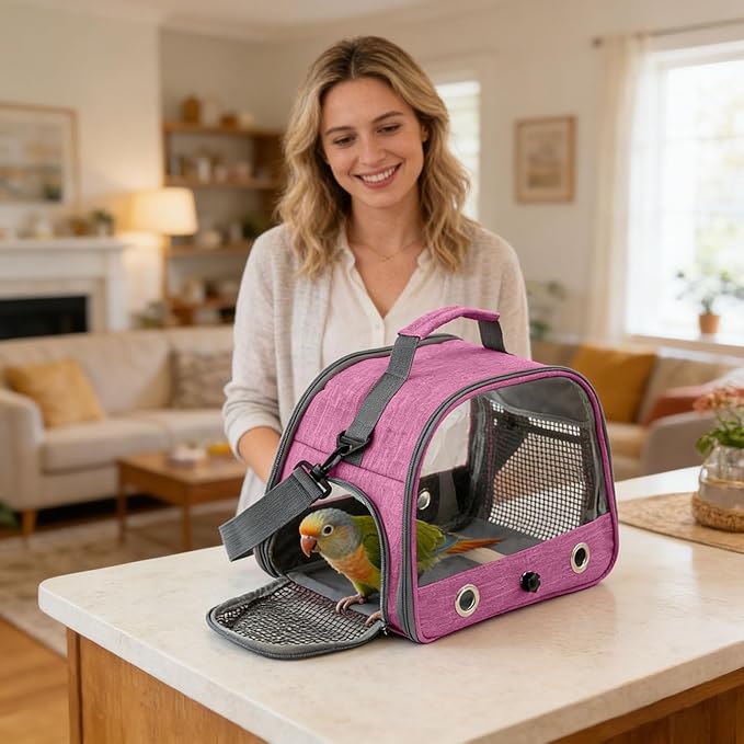 Portable Bird Carrier, Small Bird Travel Cage Carrier for Small Medium Parrot, Lightweight & Breathable Bird Cage with Zipper for Vet Visit Shopping and Outdoor Adventure (Color D)