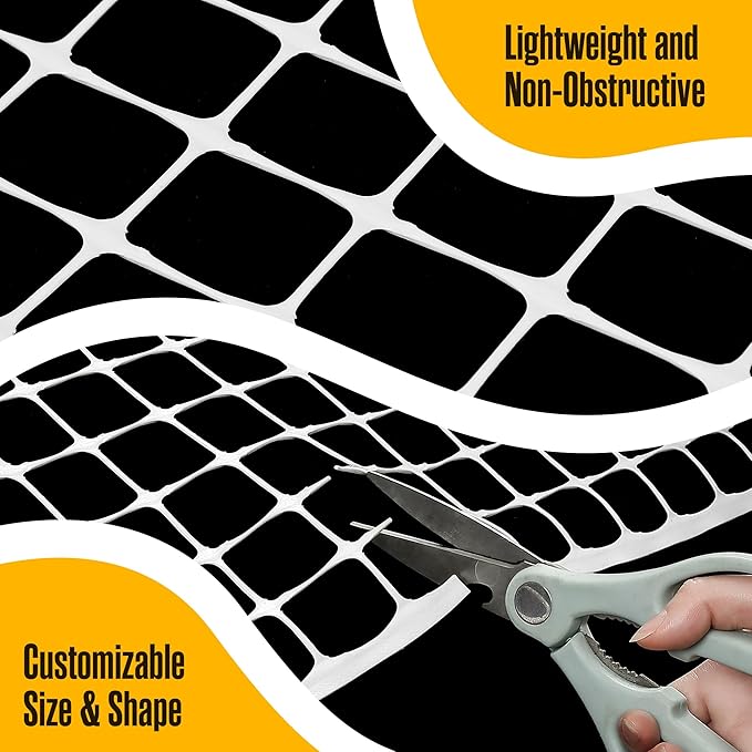 Houseables Plastic Fence, Plastic Mesh Fence, Mesh Fencing, Deer Netting, Cat Netting, Temporary, Wire Fencing, Balcony, Pets, Garden, Chicken, Poultry, Dogs, Construction, Yard, White, 4 x 50 FT Roll