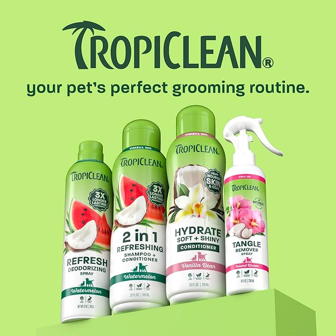 TropiClean Dog Conditioner, Easy Detangling & Moisturizing Conditioner, Puppy Safe, Made in the USA, Kiwi & Cocoa Butter Scent, 20oz.