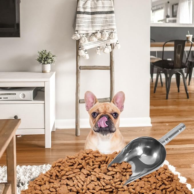 Stainless Steel Pet Food Scoop 1 Cup 9 Inch Durable Shovel for Dry Pet Food Nuts Candy Cooking Ingredients