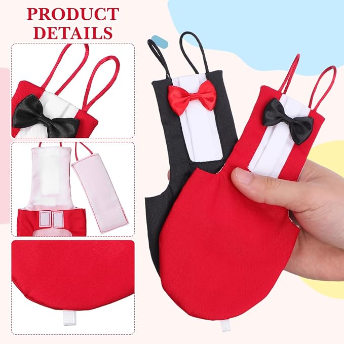 HANABASS Parrot Diaper Flight Suit Lightweight Breathable Washable Reusable Bird Diapers with Bowknot Design Pet Bird Clothes for Cockatiels Conures Budgies Small Birds