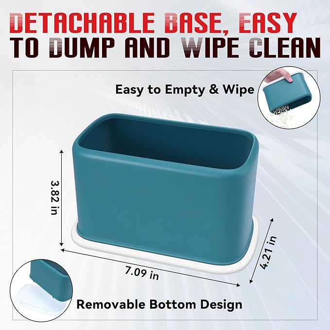 Metal Cat Litter Scoop with Holder, Heavy Duty Cat Scooper for Litter Box, Large Deep Sifter Shovel with Dual-Hole Design (10mm/5mm) for Pellets, Pine & Clay, Non-Stick Scraping Edge, Blue