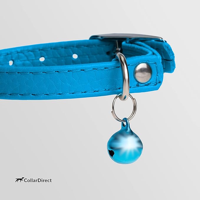 CollarDirect Leather Cat Collar with Removable Bell – Safety Elastic Strap (Breakaway Alternative) – Kitten Collar for Small & Big Boy & Girl Cats